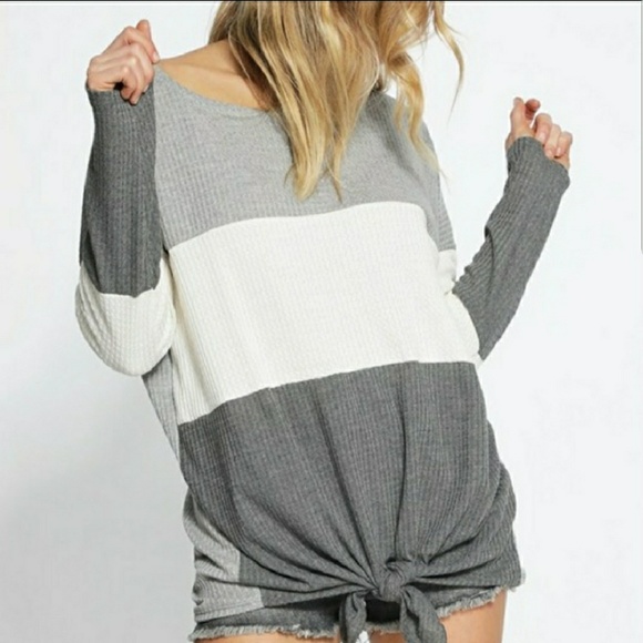 Tops - 🎊HP!🎉 ONE SMALL LEFT Colorblock Waffle Knit Top